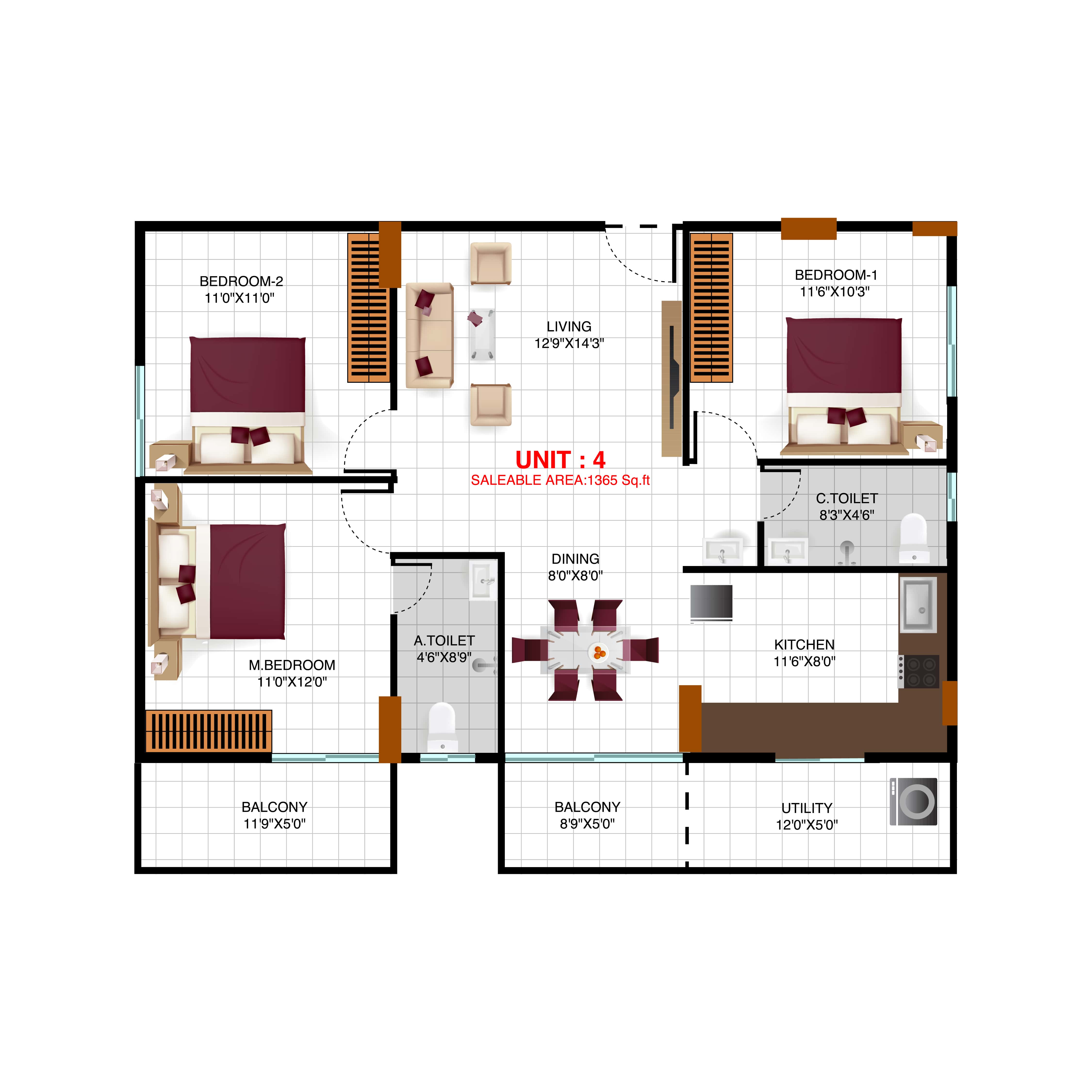 5 BHK Floor Plan